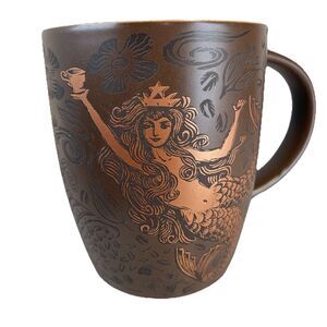 2011 STARBUCKS Brown Copper Split Tail Mermaid Siren 40th Anniversary Coffee Mug